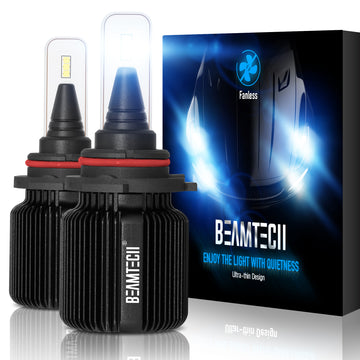 BEAMTECH 9005 LED Headhight Bulb Fanless CSP Y19 Chips 8000 Lumens 6500K Xenon White  Extremely Bright Conversion Kit